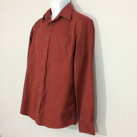 Eddie Bauer Mens M Red Classic Fit Button Up Shirt - Picture 4 of 8